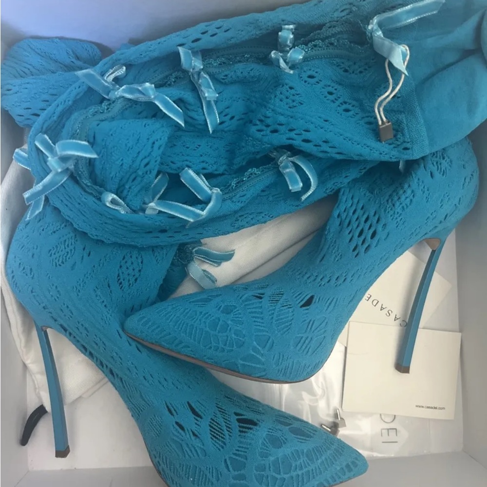 Casadei knit boots blue size 36